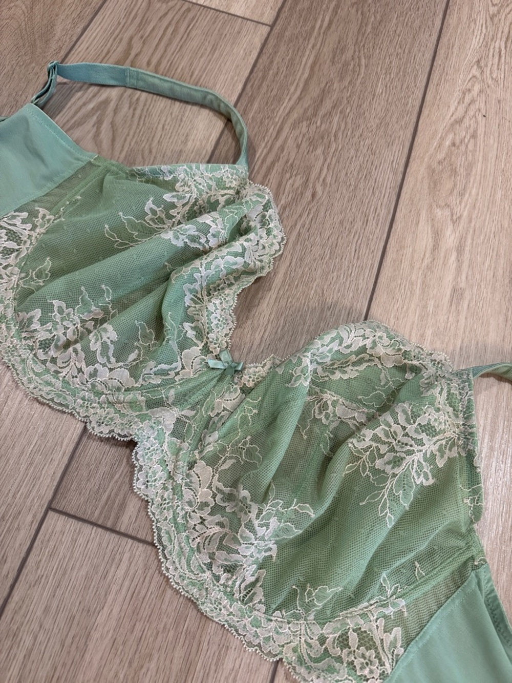 Panache Mesh Lace Green Bra Sz 38M Sexy Lace lined